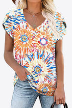 Load image into Gallery viewer, Printed Petal Sleeve V-Neck Blouse
