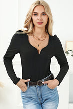 Load image into Gallery viewer, Notched Neck Puff Sleeve Bodysuit
