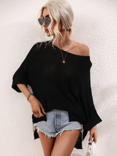 Load image into Gallery viewer, Boat Neck Cuffed Sleeve Slit Tunic Knit Top
