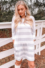 Load image into Gallery viewer, Striped Round Neck Dress with Pockets
