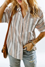 Load image into Gallery viewer, Striped Short Sleeve Shirt with Breast Pocket
