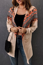 Load image into Gallery viewer, Double Take Leopard Plaid Open Front Longline Cardigan with Pockets
