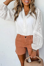 Load image into Gallery viewer, V-Neck Openwork Long Sleeve Blouse
