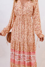 Load image into Gallery viewer, Bohemian Lace-Up Long Sleeve Maxi Dress
