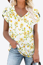 Load image into Gallery viewer, Printed Petal Sleeve V-Neck Blouse
