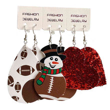 Load image into Gallery viewer, Snowman, Ball, and Heart Earrings Set
