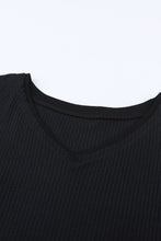 Load image into Gallery viewer, Waffle-knit V-Neck Dropped Shoulder Blouse
