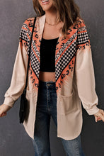 Load image into Gallery viewer, Double Take Leopard Plaid Open Front Longline Cardigan with Pockets
