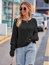 Load image into Gallery viewer, Round Neck Cable-Knit Sweater
