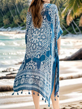 Load image into Gallery viewer, Tassel Printed Open Front Cardigan
