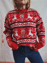 Load image into Gallery viewer, Christmas Element Dropped Shoulder  Sweater
