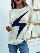 Load image into Gallery viewer, Lightning Graphic Distressed Sweater
