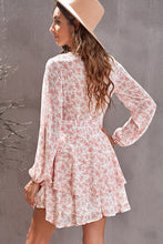 Load image into Gallery viewer, Floral Surplice Balloon Sleeve Layered Dress
