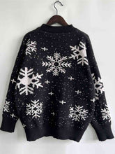 Load image into Gallery viewer, Snowflake Pattern Dropped Shoulder Sweater
