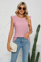 Load image into Gallery viewer, Smocked Round Neck Eyelet Top
