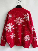 Load image into Gallery viewer, Snowflake Pattern Dropped Shoulder Sweater
