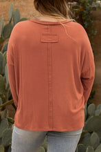 Load image into Gallery viewer, Plus Size Notched Long Sleeve T-Shirt
