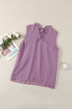 Load image into Gallery viewer, Smocked Frill Swiss Dot Round Neck Tank
