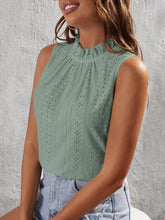 Load image into Gallery viewer, Tied Eyelet Mock Neck Tank
