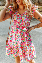 Load image into Gallery viewer, Floral Ruffle Trim Smocked Dress
