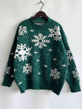 Load image into Gallery viewer, Snowflake Pattern Dropped Shoulder Sweater
