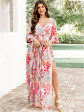 Load image into Gallery viewer, Plus Size V-Neck Printed Slit Dress
