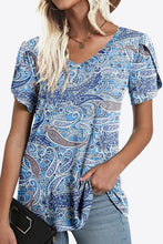 Load image into Gallery viewer, Printed Petal Sleeve V-Neck Blouse
