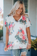 Load image into Gallery viewer, Floral V-Neck Tee Shirt
