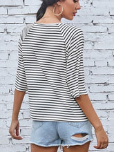 Load image into Gallery viewer, Striped Round Neck Raglan Sleeve T-Shirt
