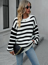 Load image into Gallery viewer, Striped Dropped Shoulder Sweater
