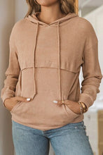 Load image into Gallery viewer, Waffle-Knit Drawstring Kangaroo Pocket Hoodie
