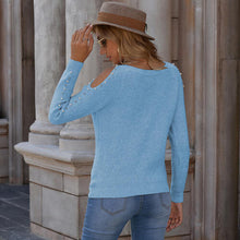 Load image into Gallery viewer, Pearl Patchwork Cold Shoulder Sweater
