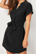 Load image into Gallery viewer, Tied Notched Short Sleeve Dress
