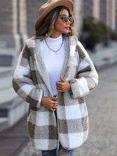 Load image into Gallery viewer, Plaid Open Front Hooded Coat
