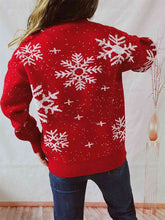 Load image into Gallery viewer, Snowflake Pattern Dropped Shoulder Sweater
