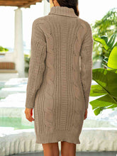 Load image into Gallery viewer, Turtleneck Ribbed Sweater Dress
