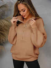 Load image into Gallery viewer, Half Zip Dropped Shoulder Sweater
