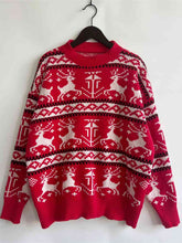 Load image into Gallery viewer, Christmas Element Dropped Shoulder  Sweater
