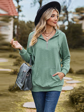 Load image into Gallery viewer, Cable-Knit Zip-Up Hooded Blouse
