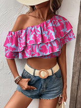 Load image into Gallery viewer, Layered One Shoulder Cropped Blouse
