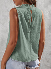 Load image into Gallery viewer, Tied Eyelet Mock Neck Tank
