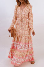 Load image into Gallery viewer, Bohemian Lace-Up Long Sleeve Maxi Dress
