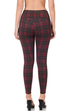 Load image into Gallery viewer, Burgundy Pull on Plaid Stretch Skinnies

