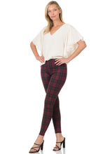 Load image into Gallery viewer, Burgundy Pull on Plaid Stretch Skinnies
