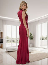 Load image into Gallery viewer, Slit Sequin Round Neck Sleeveless Dress
