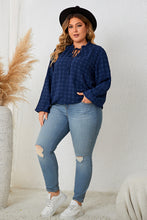 Load image into Gallery viewer, Plus Size Tie Neck Balloon Sleeve Blouse
