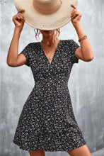 Load image into Gallery viewer, Ditsy Floral V-Neck Short Sleeve Dress
