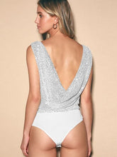 Load image into Gallery viewer, Sequin Surplice Sleeveless Bodysuit
