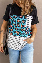 Load image into Gallery viewer, Mixed Print Color Block Round Neck Tee Shirt
