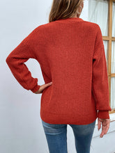 Load image into Gallery viewer, Cutout V-Neck Rib-Knit Sweater
